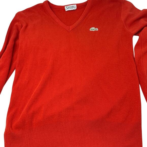 1960s Vintage Izod Lacoste Cashmere Wool V-Neck Pullover Sweater Red - Picture 5 of 12